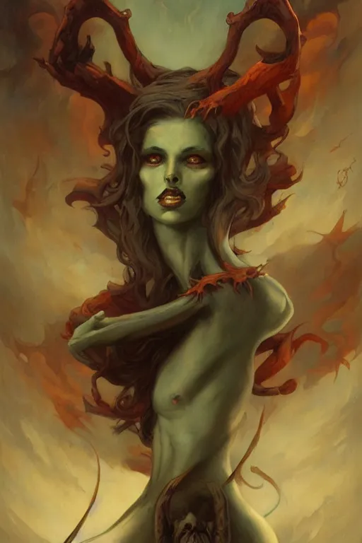 Image similar to Devil elder by Peter Mohrbacher in the style of Gaston Bussière, art nouveau