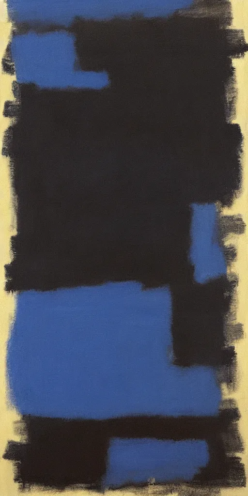 Image similar to painting, black and blue, in the style of mark rothko