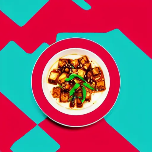 Prompt: mapo tofu, hyperpop aesthetics, hyperpop album concept art, cute!, minimalistic