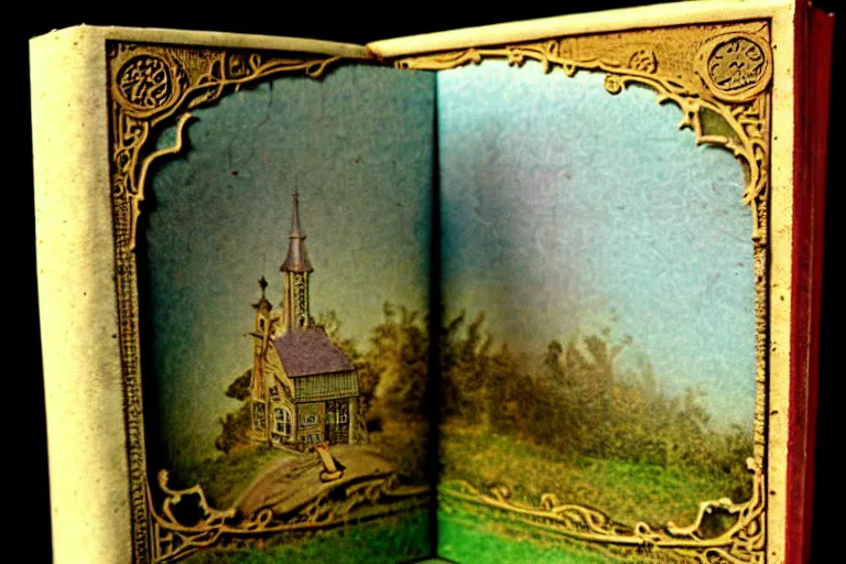 Image similar to layers depth of field. antique victorian popup book childrens story book