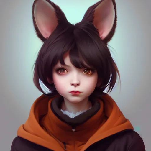 Image similar to character design portrait of an anthropomorphic furry rat girl with rat ears and a tail, 4 k, concept art, by wlop, ilya kuvshinov, artgerm, krenz cushart, pixiv.