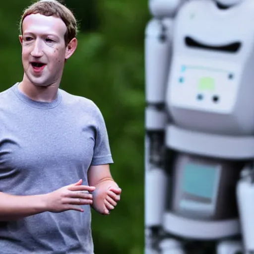 Image similar to photo of Mark Zuckerberg totally not being a robot and being a human being