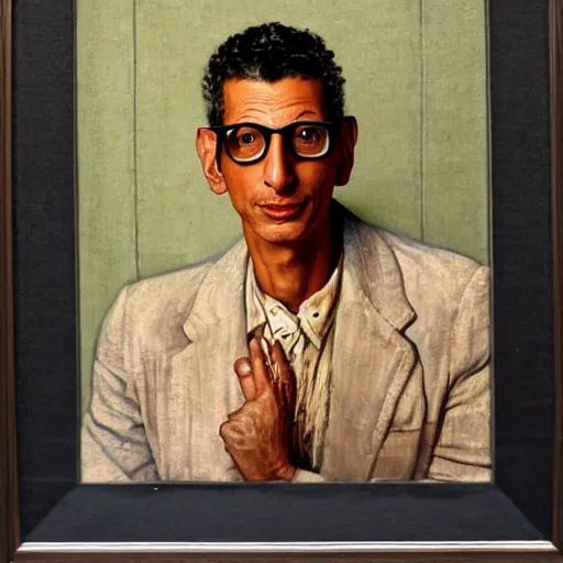 Prompt: Ancient Israelite portrait of Jeff Goldblum by Norman Rockwell