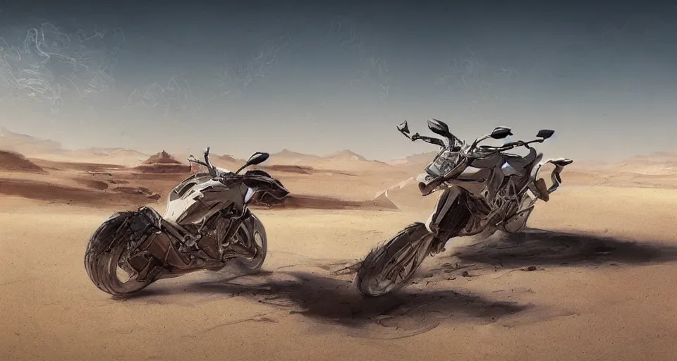 Prompt: superbike by apple in desert, digital art,ultra realistic,ultra detailed,art by greg rutkowski