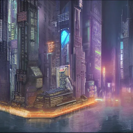 Prompt: incredibly detailed, beautiful futuristic cyberpunk Chicago