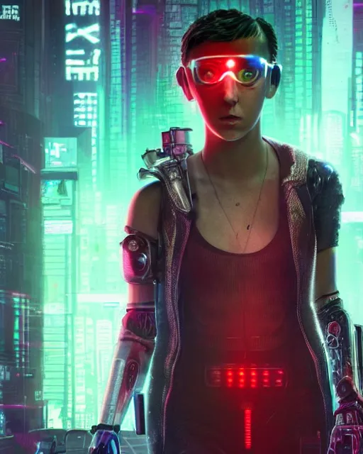 Image similar to Cyberpunk Millie Bobby Brown