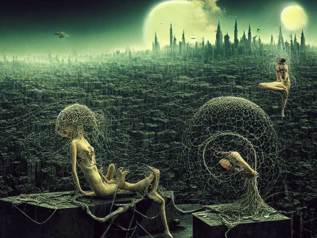 Image similar to highly detailed photo of living is the illusion of dying, trending on deviantart, neo surrealism, sharp focus, 4 k, a lot of little details, octane, masterpiece, art by max ernst