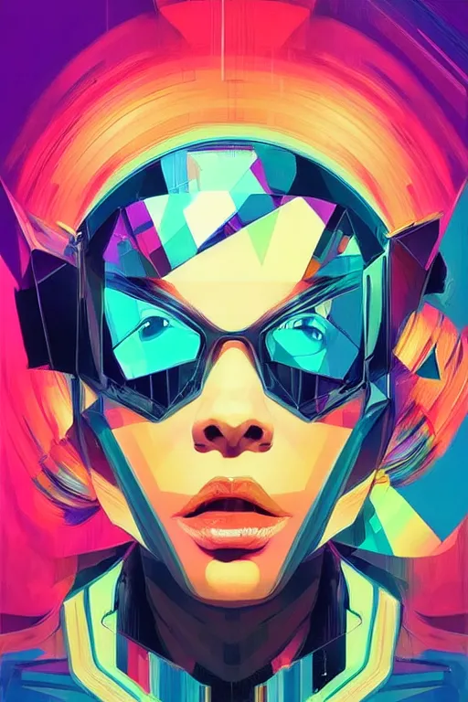 Prompt: wideangle portrait, digital painting, an beautiful, crazy hacker girl, madness, decoherence, synthwave, glitch!!, fractured reality, refraction, realistic, hyperdetailed, concept art, art by syd mead, cubism
