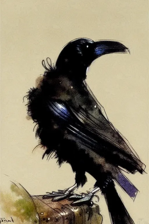 Image similar to adventurer ( ( ( ( ( 1 9 5 0 s retro future raven bird. forrest in background. muted colors. ) ) ) ) ) by jean baptiste monge!!!!!!!!!!!!!!!!!!!!!!!!! chrome red