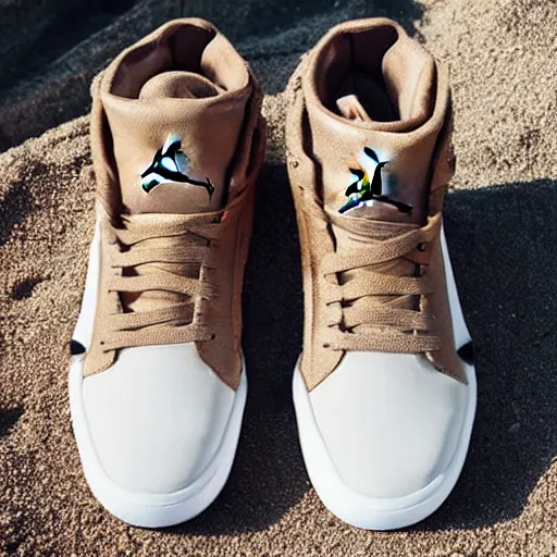 Image similar to jordan sneakers based off sand