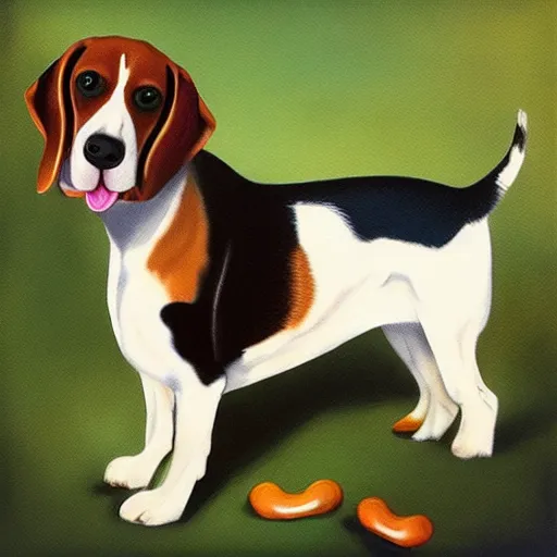 Image similar to “black and tan coloured beagle holding a blue bone in its mouth, fine art, vivid, high quality”