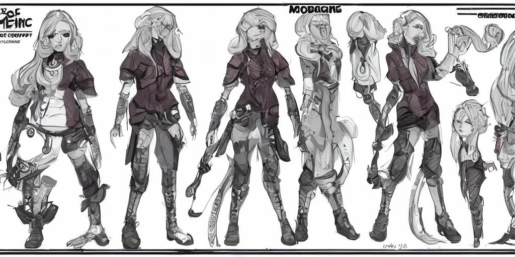 Prompt: character design sheet of mgb