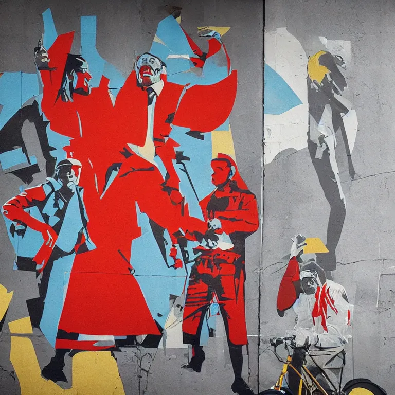 Prompt: Street-art in style of soviet poster, photorealism, retro futurism