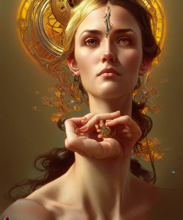 Image similar to a manipulative tele-evangelist, portrait, intricate, elegant, highly detailed, digital painting, artstation, concept art, smooth, sharp focus, illustration, art by artgerm and greg rutkowski and alphonse mucha