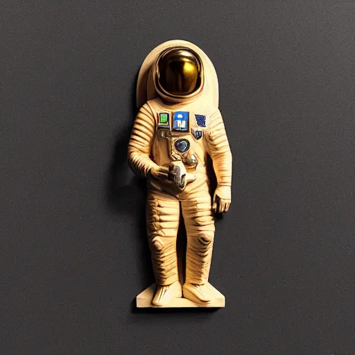 Prompt: astronaut carved from wood in Baroque style, mold, 8k, octane, Hyperrealistic, cinematic lighting, demonic