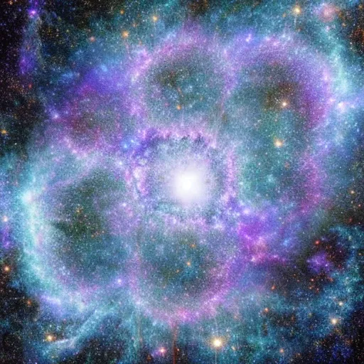 Prompt: the mandelbrot set crossed with the phantom galaxy image taken by the james webb space telescope, highly detailed digital art