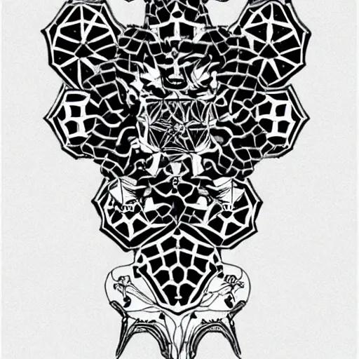 Image similar to Gothic cathedral. Hexagonal honeycomb. Tattoo design.