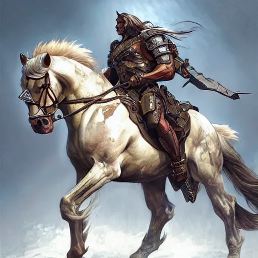 splash art of bara horse guy, armored up wearing | Stable Diffusion