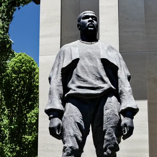 Image similar to a granite statue of kanye west, photograph