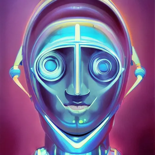 Image similar to scifi futurism automaton minimalism chrome by peter mohrbacher art Hajime Sorayama airbrush hyperrealism model abstract shatter fragments cubism futurism pastel blue soft flat minimal minimalism portrait face jackson pollock ukiyo-e lithograph mark ruthko swirl escape noise shimmer glow paint