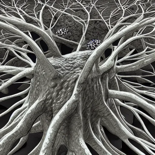 Image similar to neuron dendritic monster, t - pose, hyperrealistic, hyperdetailed, vray, 5 5 mm