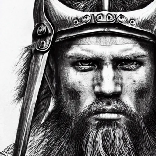 Prompt: highly detailed drawing of a portrait of a viking man, hyperrealistic, photorealistic, artstyle, highly detailed, sharp