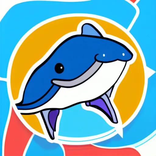 Prompt: Telegram sticker of a blue whale