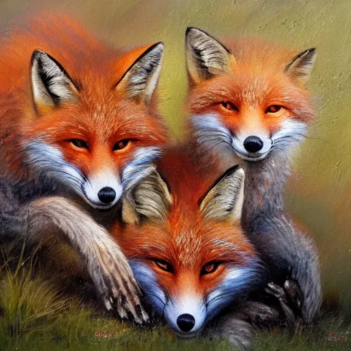 5D Diamond Painting Two Fall Leaf Foxes Kit