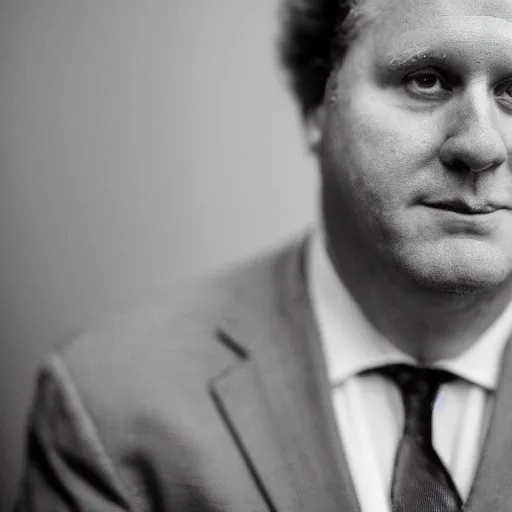 Image similar to A hyper-realistic black and white photograph taken with a 50mm 1.4 lens of Jean Charest with sheep hair