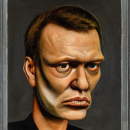 Image similar to Portrait by H.R.Giger of Alexei Navalny abomination, photo-realistic, 2K, highly detailed