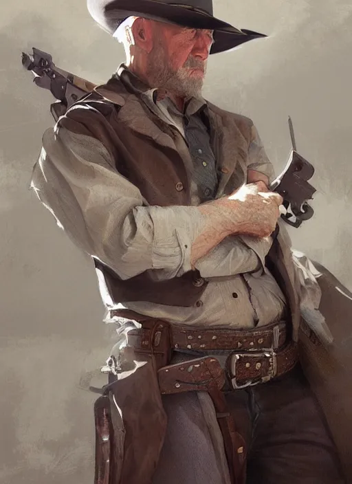 Image similar to jonathan banks as a cowboy, elegant, digital painting, concept art, smooth, sharp focus, illustration, from red dead redemption by ruan jia and mandy jurgens and artgerm and william - adolphe bouguerea