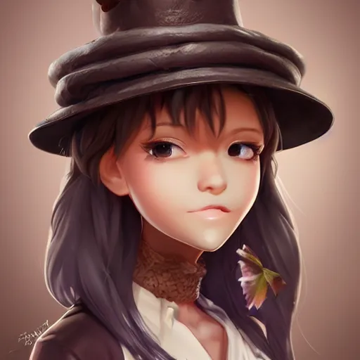 Prompt: portrait of personification of chocolate cupcake, cute hats, unreal engine, highly detailed, digital illustration by artgerm, tooth wu, studio ghibli, deviantart, sharp focus, artstation, fantasy cute bakery by greg rutkowsky, sweetes