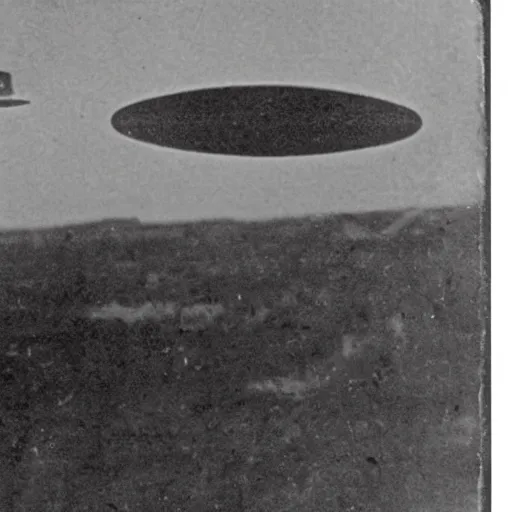 Image similar to found footage grainy black and photo of a ufo in 1920