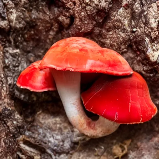 Image similar to a red cave mushroom that looks like raw meat