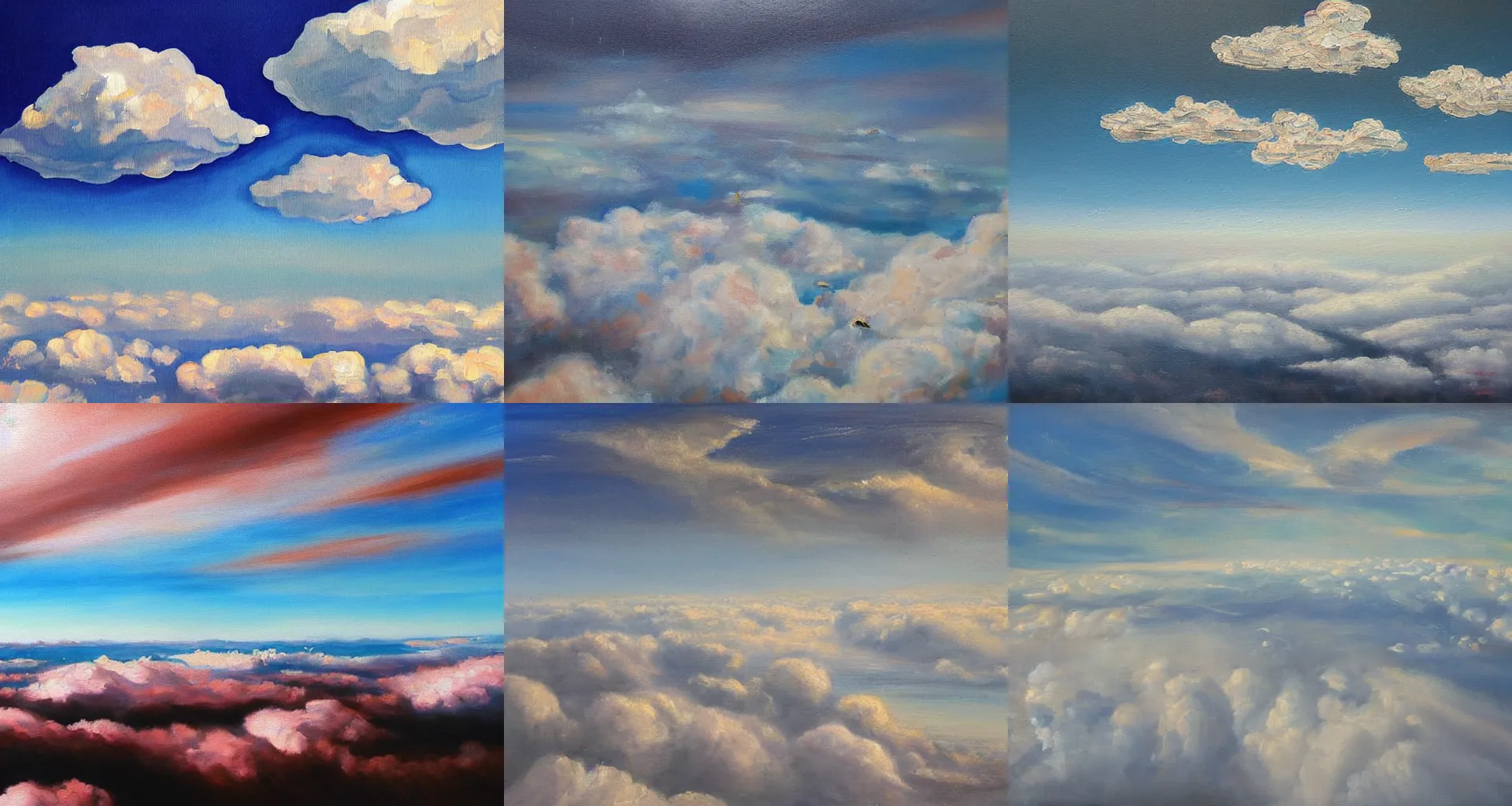 Prompt: modern painting view above the clouds