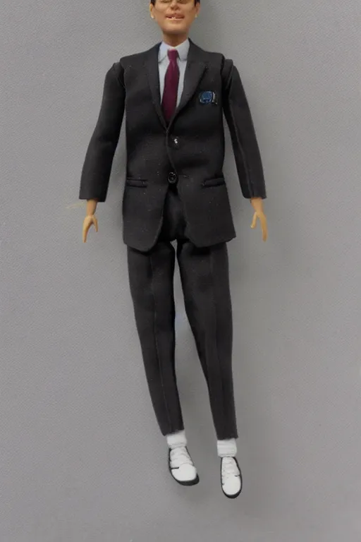 Image similar to john f. kennedy barbie doll, photorealistic, highly detailed,