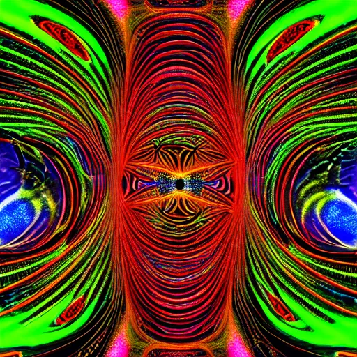Image similar to the pulsating fractal portal at the psychedelic event horizon directed by col price