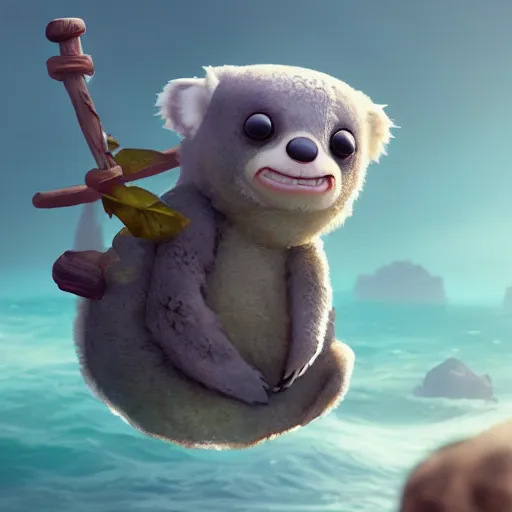 Prompt: sea koala cute, illustration, digital art, inspired by little big planet, by greg rutkowski, sharp, masterpiece, highly detailed, photorealistic, octane render, 8 k, unreal engine 5, trending on artstation, vivid colors