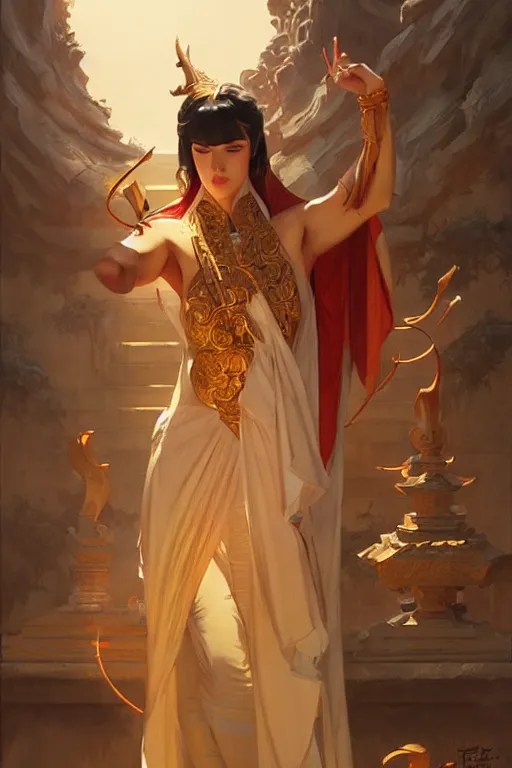 Prompt: temple, taosim, painting by greg rutkowski, j. c. leyendecker, artgerm