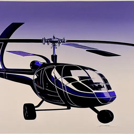 Image similar to concept art for helicopter + bus, painted by syd mead, high quality