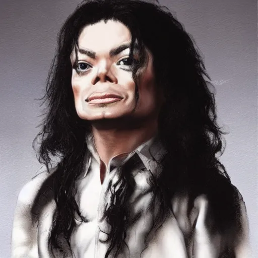 Image similar to Miranda Cosgrove and michael Jackson fusion self portrait, realistic image, studio lighting, elegant