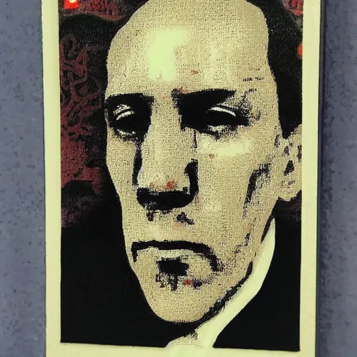 Image similar to portrait of hp lovecraft, hanafuda oil on canvas by ivan shishkin, james jean and yoji shinkawa