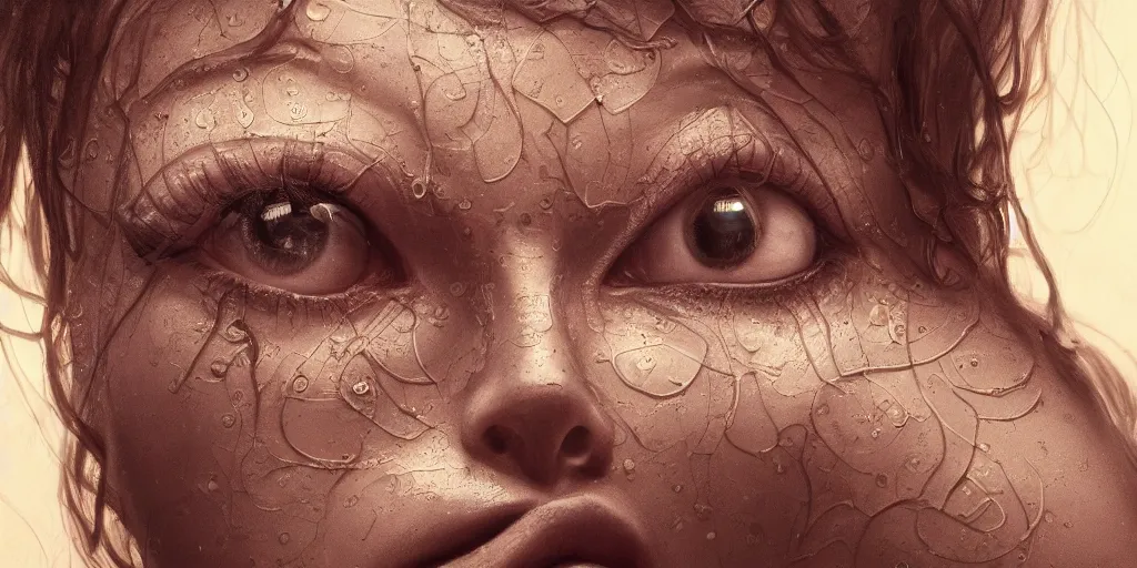 Prompt: hyperrealistic photography of a highly intricate, stunning, beautiful, perfect cyborg female, elbow, knee, intimate, hand holdings, in the style of beth cavener, jin kagetsu, chuck close, wlop, highly detailed face, symmetry, masterpiece, award - winning, sharp focus, concept art, ambient lighting, 8 k, artstation