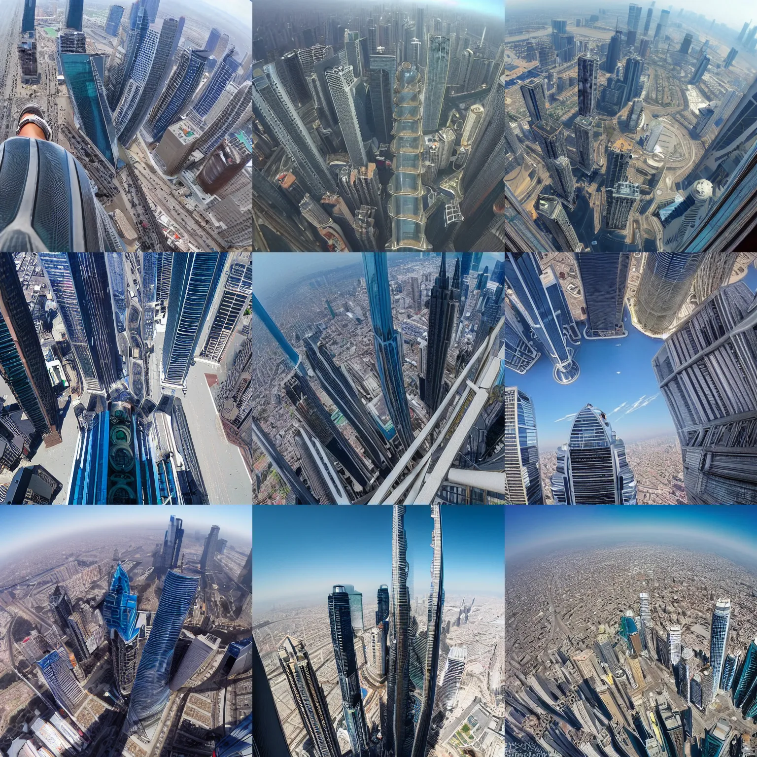 Prompt: A photograph taken with a GoPro from the tallest building in the world