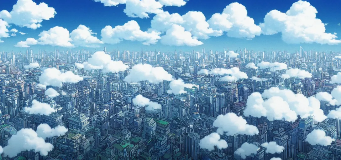 Image similar to city floating in the clouds by studio ghibli, ultra detailed, detailed, 8 k