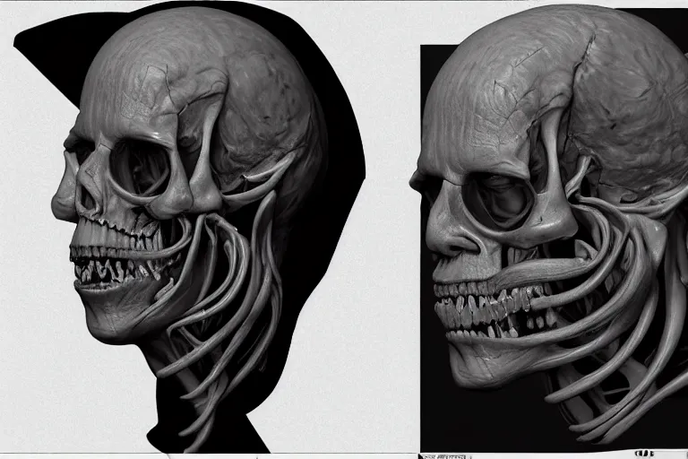 Image similar to john carpenter body horror, eighties practical horror special effects, cosmic horror, body horror, protruding bones, trending on zbrush central, neoplasticism, lovecraftian, zbrush, biomorphic, midjourney, nightcafe