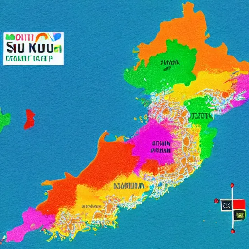 Image similar to a colorful map of south korea