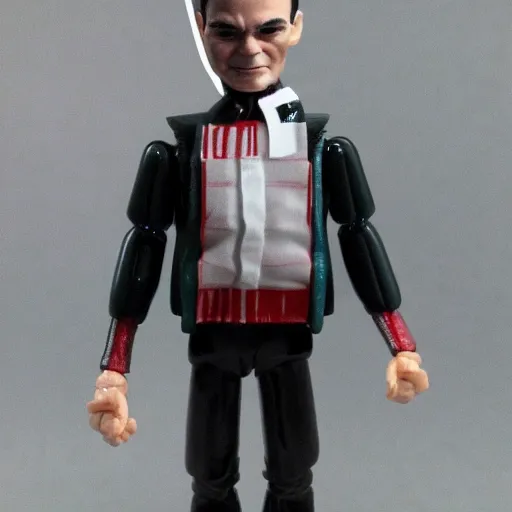 Prompt: alan turing vinyl action figure, plastic, toy, butcher billy style