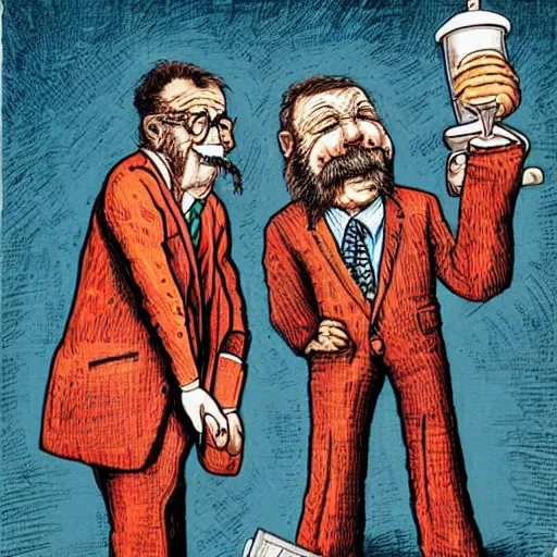 Image similar to The Artwork of R. Crumb and his Cheap Suit Dentist, pencil and colored marker artwork, trailer-trash lifestyle