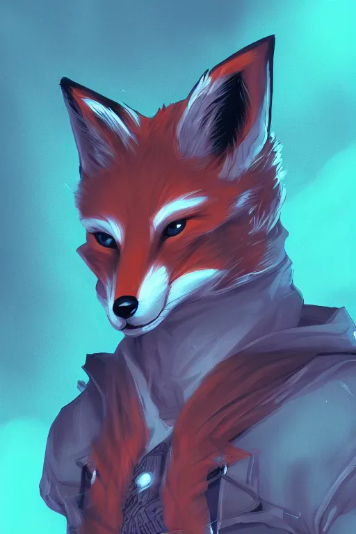 Image similar to a fox fursona, trending on artstation, by kawacy, furry art, digital art, cyberpunk, high quality, backlighting